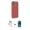 MARSİLYAN™- iPhone 12 Pro Max Kılıf Yankı Serisi - Siyah 18D Cam Ekran Koruyucu + Shine Kamera Lens - LT