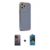 MARSİLYAN™- iPhone 12 Pro Max Kılıf Yankı Serisi - Siyah 18D Cam Ekran Koruyucu + Neon Fosforlu Kamera Lens - TU