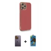 MARSİLYAN™- iPhone 12 Pro Max Kılıf Yankı Serisi - Siyah 18D Cam Ekran Koruyucu + Neon Fosforlu Kamera Lens - SI