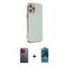 MARSİLYAN™- iPhone 12 Pro Max Kılıf Yankı Serisi - Siyah 18D Cam Ekran Koruyucu + Neon Fosforlu Kamera Lens - TU