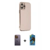 MARSİLYAN™- iPhone 12 Pro Max Kılıf Yankı Serisi - Siyah 18D Cam Ekran Koruyucu + Neon Fosforlu Kamera Lens - SI