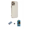 MARSİLYAN™- iPhone 12 Pro Max Kılıf Yankı Serisi - Siyah 18D Cam Ekran Koruyucu + Pembe Shine Kamera Lens Koruma Cam
