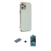 MARSİLYAN™- iPhone 12 Pro Max Kılıf Yankı Serisi - Siyah 18D Cam Ekran Koruyucu + Renkli Kamera Lens Koruma Cam - MI