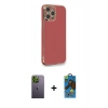 MARSİLYAN™- iPhone 12 Pro Max Kılıf Yankı Serisi - Siyah 18D Cam Ekran Koruyucu + Neon Fosforlu Kamera Lens - YL