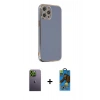 MARSİLYAN™- iPhone 12 Pro Max Kılıf Yankı Serisi - Siyah 18D Cam Ekran Koruyucu + Neon Fosforlu Kamera Lens - YL
