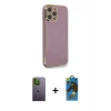 MARSİLYAN™- iPhone 12 Pro Max Kılıf Yankı Serisi - Siyah 18D Cam Ekran Koruyucu + Neon Fosforlu Kamera Lens - YL