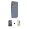MARSİLYAN™- iPhone 12 Pro Max Kılıf Yankı Serisi - Siyah 20D Premium Cam Ekran Koruyucu + Neon Fosforlu Kamera Lens - BZ