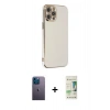 MARSİLYAN™- iPhone 12 Pro Max Kılıf Yankı Serisi - Siyah 20D Premium Cam Ekran Koruyucu + Mavi Neon Fosforlu Kamera Lens
