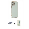 MARSİLYAN™- iPhone 12 Pro Max Kılıf Yankı Serisi - Siyah 20D Premium Cam Ekran Koruyucu + Renkli Kamera Lens Koruma Cam - MI