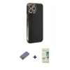 MARSİLYAN™- iPhone 12 Pro Max Kılıf Yankı Serisi - Siyah 20D Premium Cam Ekran Koruyucu + Metal Kamera Lens Koruma Cam - GD