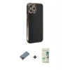 MARSİLYAN™- iPhone 12 Pro Max Kılıf Yankı Serisi - Siyah 20D Premium Cam Ekran Koruyucu + Metal Kamera Lens Koruma Cam - KI