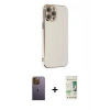 MARSİLYAN™- iPhone 12 Pro Max Kılıf Yankı Serisi - Siyah 20D Premium Cam Ekran Koruyucu + Neon Fosforlu Kamera Lens - SI