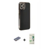 MARSİLYAN™- iPhone 12 Pro Max Kılıf Yankı Serisi - Siyah 20D Premium Cam Ekran Koruyucu + Renkli Kamera Lens Koruma Cam - SI