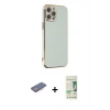 MARSİLYAN™- iPhone 12 Pro Max Kılıf Yankı Serisi - Siyah 20D Premium Cam Ekran Koruyucu + Renkli Kamera Lens Koruma Cam - PE