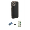 MARSİLYAN™- iPhone 12 Pro Max Kılıf Yankı Serisi - Siyah 20D Premium Cam Ekran Koruyucu + Shine Kamera Lens Koruma Cam - GD