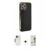 MARSİLYAN™- iPhone 12 Pro Max Kılıf Yankı Serisi - Siyah 20D Premium Cam Ekran Koruyucu + Shine Kamera Lens - GD