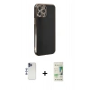 MARSİLYAN™- iPhone 12 Pro Max Kılıf Yankı Serisi - Siyah 20D Premium Cam Ekran Koruyucu + Shine Kamera Lens - LT