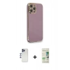 MARSİLYAN™- iPhone 12 Pro Max Kılıf Yankı Serisi - Siyah 20D Premium Cam Ekran Koruyucu + Shine Kamera Lens - LT