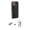 MARSİLYAN™- iPhone 12 Pro Max Kılıf Yankı Serisi - Siyah 20D Premium Cam Ekran Koruyucu + Shine Kamera Lens Koruma Cam - SABE