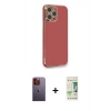 MARSİLYAN™- iPhone 12 Pro Max Kılıf Yankı Serisi - Siyah 20D Premium Cam Ekran Koruyucu + Neon Fosforlu Kamera Lens - TU
