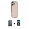 MARSİLYAN™- iPhone 12 Pro Max Kılıf Yankı Serisi - Siyah 34D Izgaralı Cam + Neon Fosforlu Kamera Lens - BZ