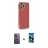 MARSİLYAN™- iPhone 12 Pro Max Kılıf Yankı Serisi - Siyah 34D Izgaralı Cam + Neon Fosforlu Kamera Lens - BZ