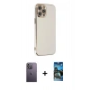 MARSİLYAN™- iPhone 12 Pro Max Kılıf Yankı Serisi - Siyah 34D Izgaralı Cam + Neon Fosforlu Kamera Lens - BZ