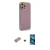 MARSİLYAN™- iPhone 12 Pro Max Kılıf Yankı Serisi - Siyah 34D Izgaralı Cam + Shine Kamera Lens Koruma Cam - SABE