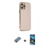 MARSİLYAN™- iPhone 12 Pro Max Kılıf Yankı Serisi - Siyah 34D Izgaralı Cam + Shine Kamera Lens Koruma Cam - SH