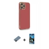 MARSİLYAN™- iPhone 12 Pro Max Kılıf Yankı Serisi - Siyah 34D Izgaralı Cam + Shine Kamera Lens Koruma Cam - SH