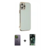 MARSİLYAN™- iPhone 12 Pro Max Kılıf Yankı Serisi - Siyah 360 Mat Full Body Arka Koruyucu + Neon Fosforlu Kamera Lens - YL