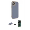 MARSİLYAN™- iPhone 12 Pro Max Kılıf Yankı Serisi - Siyah 360 Mat Full Body Arka Koruyucu + Renkli Kamera Lens Koruma Cam - PE