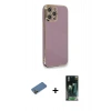 MARSİLYAN™- iPhone 12 Pro Max Kılıf Yankı Serisi - Siyah 360 Mat Full Body Arka Koruyucu + Shine Kamera Lens Koruma Cam - GD