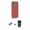 MARSİLYAN™- iPhone 12 Pro Max Kılıf Yankı Serisi - Siyah 360 Mat Full Body Arka Koruyucu + Shine Kamera Lens Koruma Cam - PE