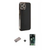 MARSİLYAN™- iPhone 12 Pro Max Kılıf Yankı Serisi - Siyah 360 Mat Full Body Arka Koruyucu + Shine Kamera Lens Koruma Cam - SABE