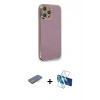MARSİLYAN™- iPhone 12 Pro Max Kılıf Yankı Serisi - Siyah 3D Antistatik Cam Ekran Koruyucu + Renkli Kamera Lens Koruma Cam - MI