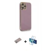 MARSİLYAN™- iPhone 12 Pro Max Kılıf Yankı Serisi - Siyah 3D Antistatik Cam Ekran Koruyucu + Shine Kamera Lens Koruma Cam - SABE