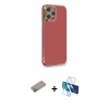MARSİLYAN™- iPhone 12 Pro Max Kılıf Yankı Serisi - Siyah 3D Antistatik Cam Ekran Koruyucu + Shine Kamera Lens Koruma Cam - SABE