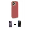MARSİLYAN™- iPhone 12 Pro Max Kılıf Yankı Serisi - Siyah 3D Antistatik Hayalet Cam Ekran Koruyucu + Neon Fosforlu Kamera Lens - BZ