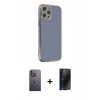 MARSİLYAN™- iPhone 12 Pro Max Kılıf Yankı Serisi - Siyah 3D Antistatik Hayalet Cam Ekran Koruyucu + Neon Fosforlu Kamera Lens - BZ