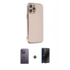 MARSİLYAN™- iPhone 12 Pro Max Kılıf Yankı Serisi - Siyah 3D Antistatik Hayalet Cam Ekran Koruyucu + Neon Fosforlu Kamera Lens - BZ