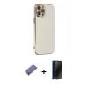 MARSİLYAN™- iPhone 12 Pro Max Kılıf Yankı Serisi - Siyah 3D Antistatik Hayalet Cam Ekran Koruyucu + Metal Kamera Lens Koruma Cam - GD