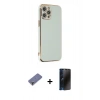 MARSİLYAN™- iPhone 12 Pro Max Kılıf Yankı Serisi - Siyah 3D Antistatik Hayalet Cam Ekran Koruyucu + Metal Kamera Lens Koruma Cam - GD