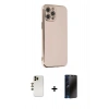 MARSİLYAN™- iPhone 12 Pro Max Kılıf Yankı Serisi - Siyah 3D Antistatik Hayalet Cam Ekran Koruyucu + Shine Kamera Lens - GD