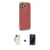 MARSİLYAN™- iPhone 12 Pro Max Kılıf Yankı Serisi - Siyah 3D Antistatik Hayalet Cam Ekran Koruyucu + Shine Kamera Lens - GD