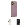 MARSİLYAN™- iPhone 12 Pro Max Kılıf Yankı Serisi - Siyah 3D Antistatik Hayalet Cam Ekran Koruyucu + Shine Kamera Lens - GD