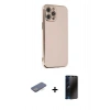 MARSİLYAN™- iPhone 12 Pro Max Kılıf Yankı Serisi - Siyah 3D Antistatik Hayalet Cam Ekran Koruyucu + Renkli Kamera Lens Koruma Cam - MI