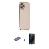 MARSİLYAN™- iPhone 12 Pro Max Kılıf Yankı Serisi - Siyah 3D Antistatik Hayalet Cam Ekran Koruyucu + Renkli Kamera Lens Koruma Cam - PE