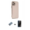 MARSİLYAN™- iPhone 12 Pro Max Kılıf Yankı Serisi - Siyah 3D Antistatik Hayalet Cam Ekran Koruyucu + Shine Kamera Lens Koruma Cam - SH