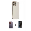 MARSİLYAN™- iPhone 12 Pro Max Kılıf Yankı Serisi - Siyah 3D Antistatik Hayalet Cam Ekran Koruyucu + Neon Fosforlu Kamera Lens - TU